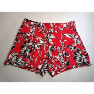Banana Republic Red Tropical Floral Print Wide Leg Shorts Women's Size 6